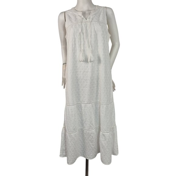 Tommy Bahama Dresses & Skirts - Tommy Bahama Eyelet Midi Dress White Woman’s Size S Ruffle Pockets (20)